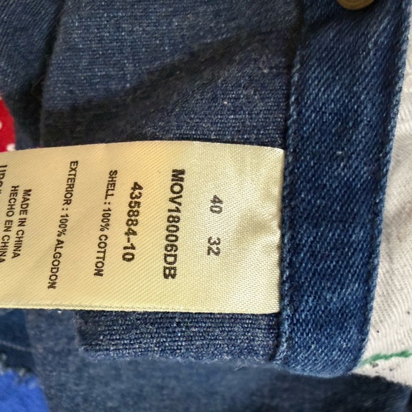 Upcycled  Denim Overalls with Colorful Patch Trim - Picture 15 of 16